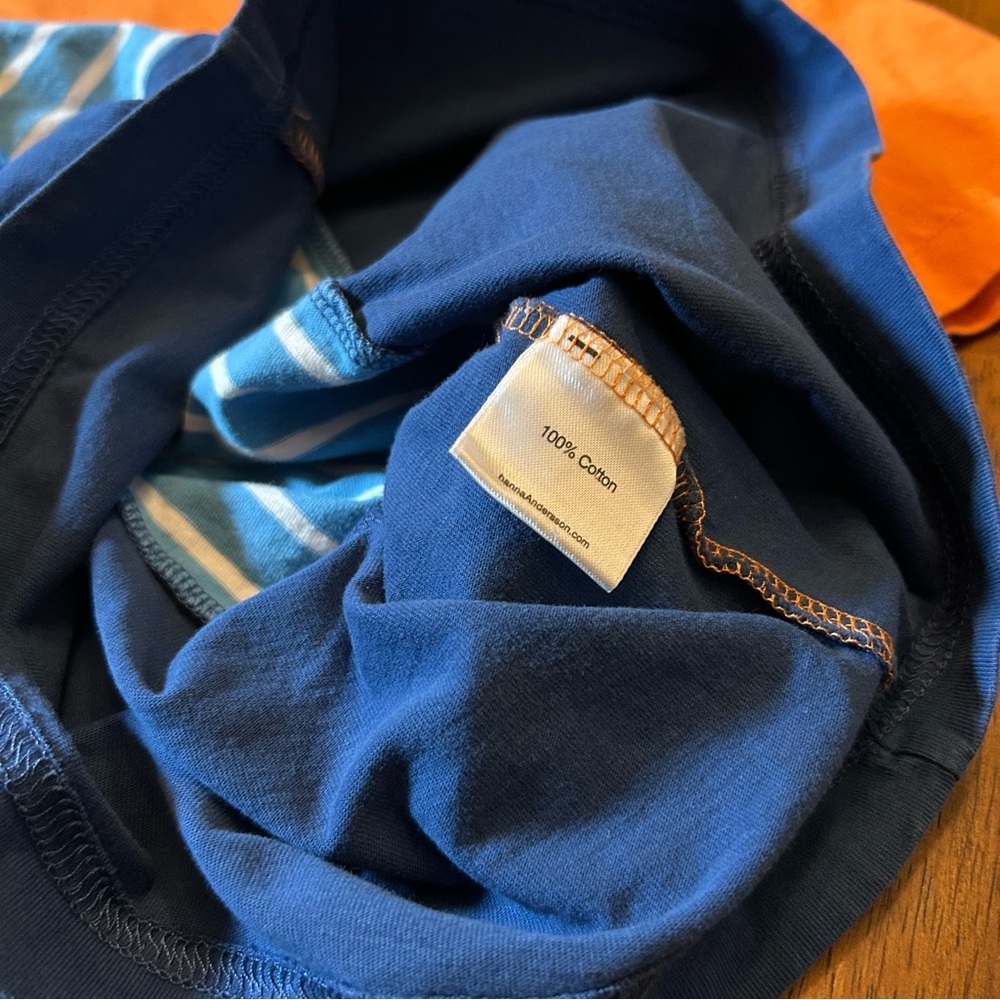 Hanna Andersson Colorblock Stripe Tee | Boys Size 130 (8) | 100% Cotton - Picture 5 of 6